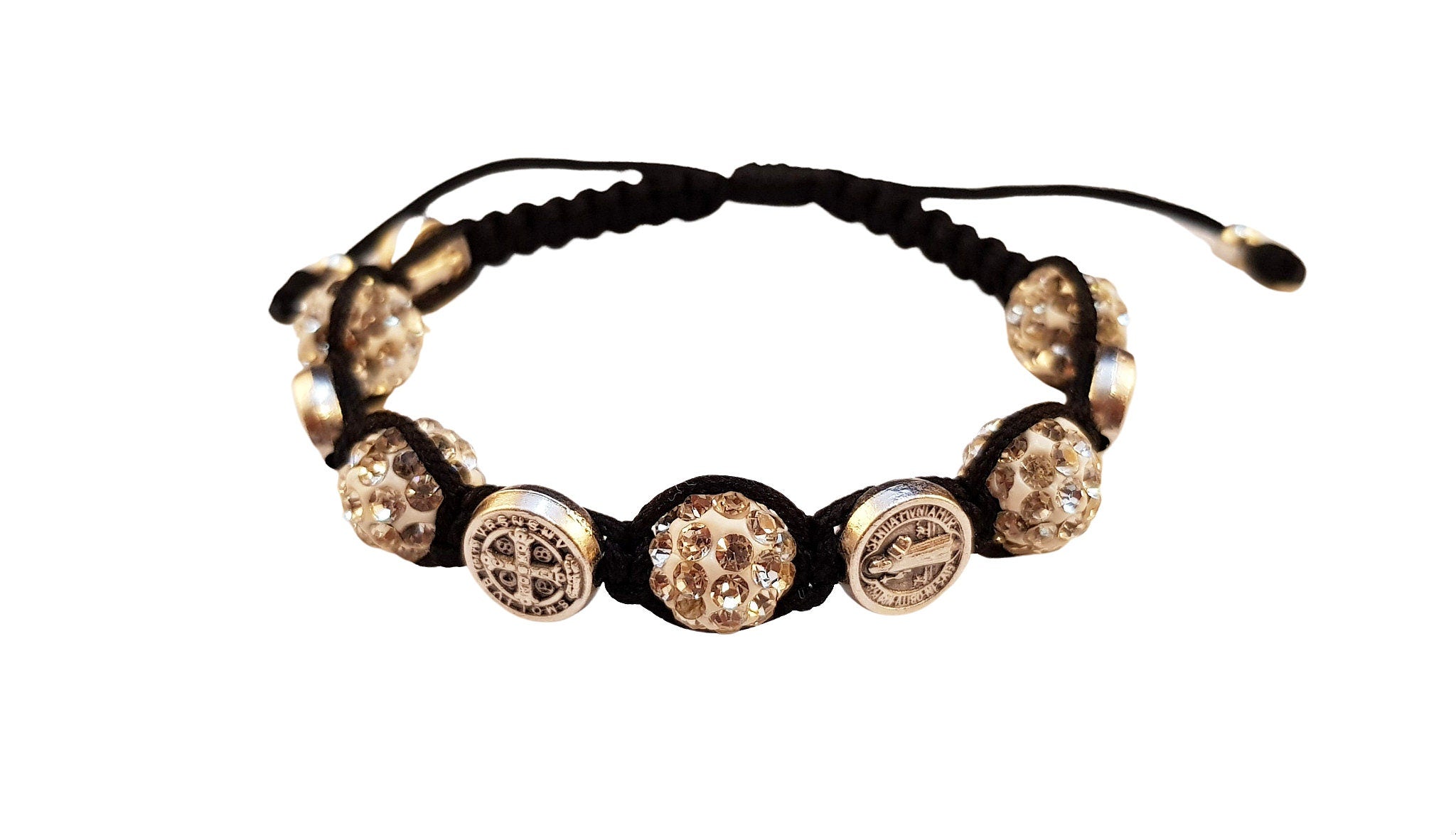 Saint Benedict medal bracelet with black beads - Catholic Wholesale
