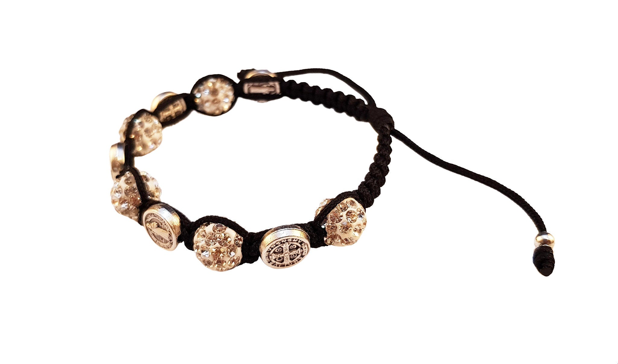 Saint Benedict medal bracelet with black beads - Catholic Wholesale