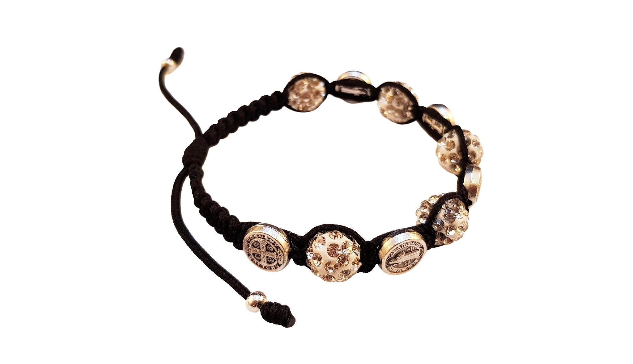 Saint Benedict medal bracelet with black beads - Catholic Wholesale