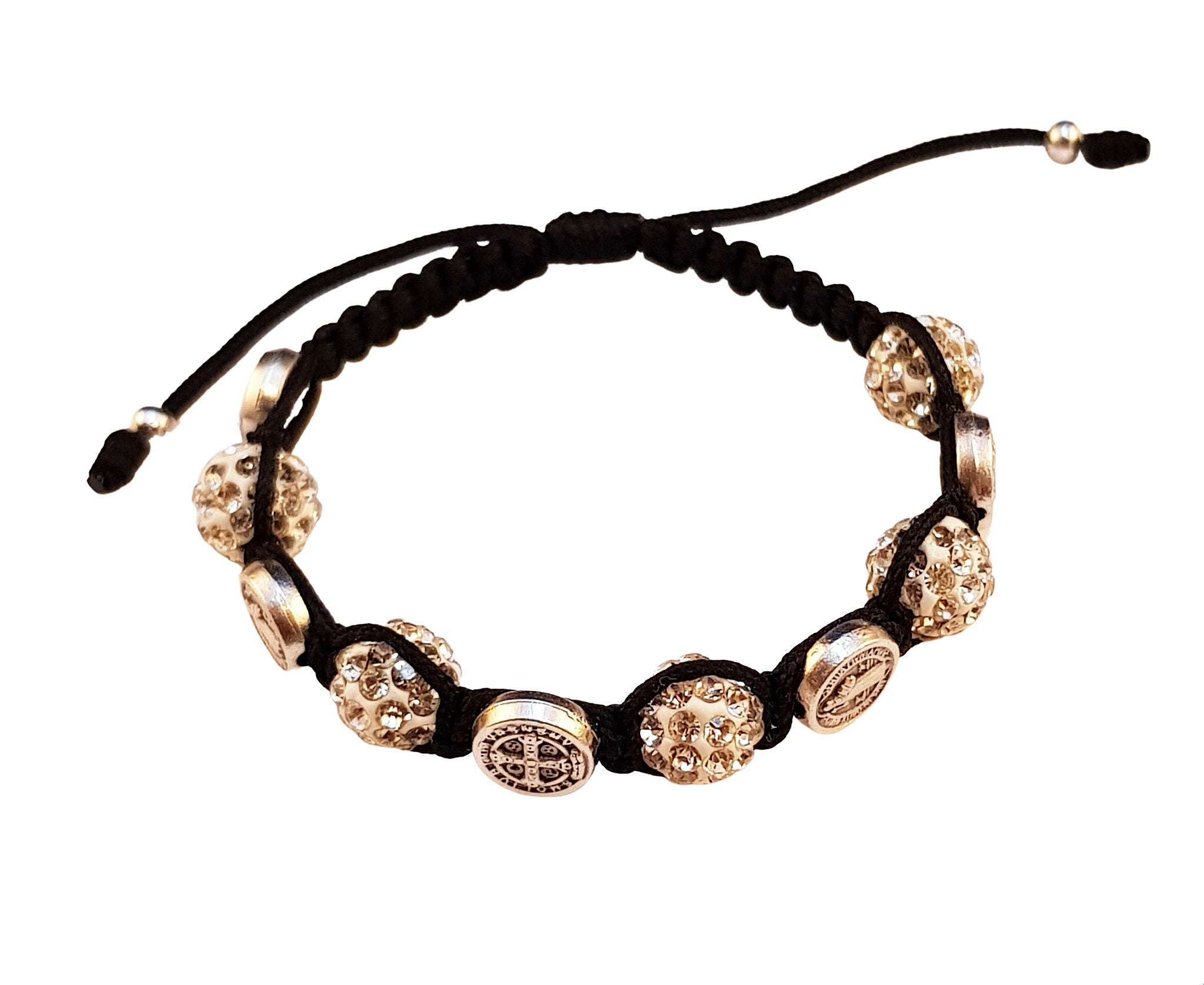 Saint Benedict medal bracelet with black beads - Catholic Wholesale