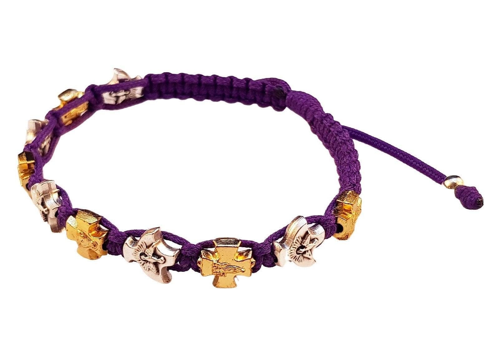 Holy Spirit Catholic bracelet with gold color crosses - Catholic Wholesale