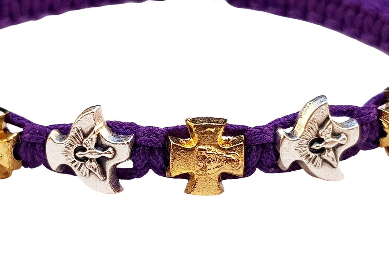Holy Spirit Catholic bracelet with gold color crosses - Catholic Wholesale