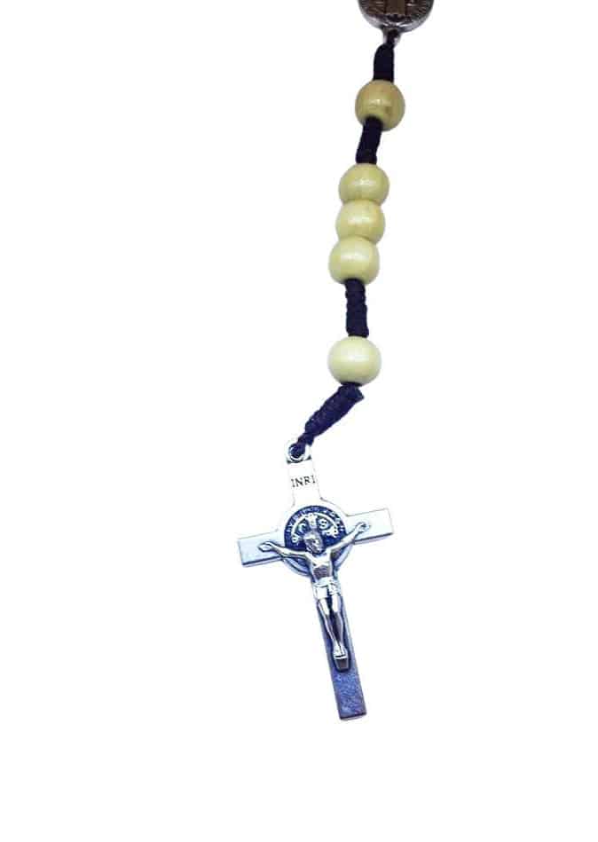 Saint Benedict rosary with wood beads - Catholic Wholesale