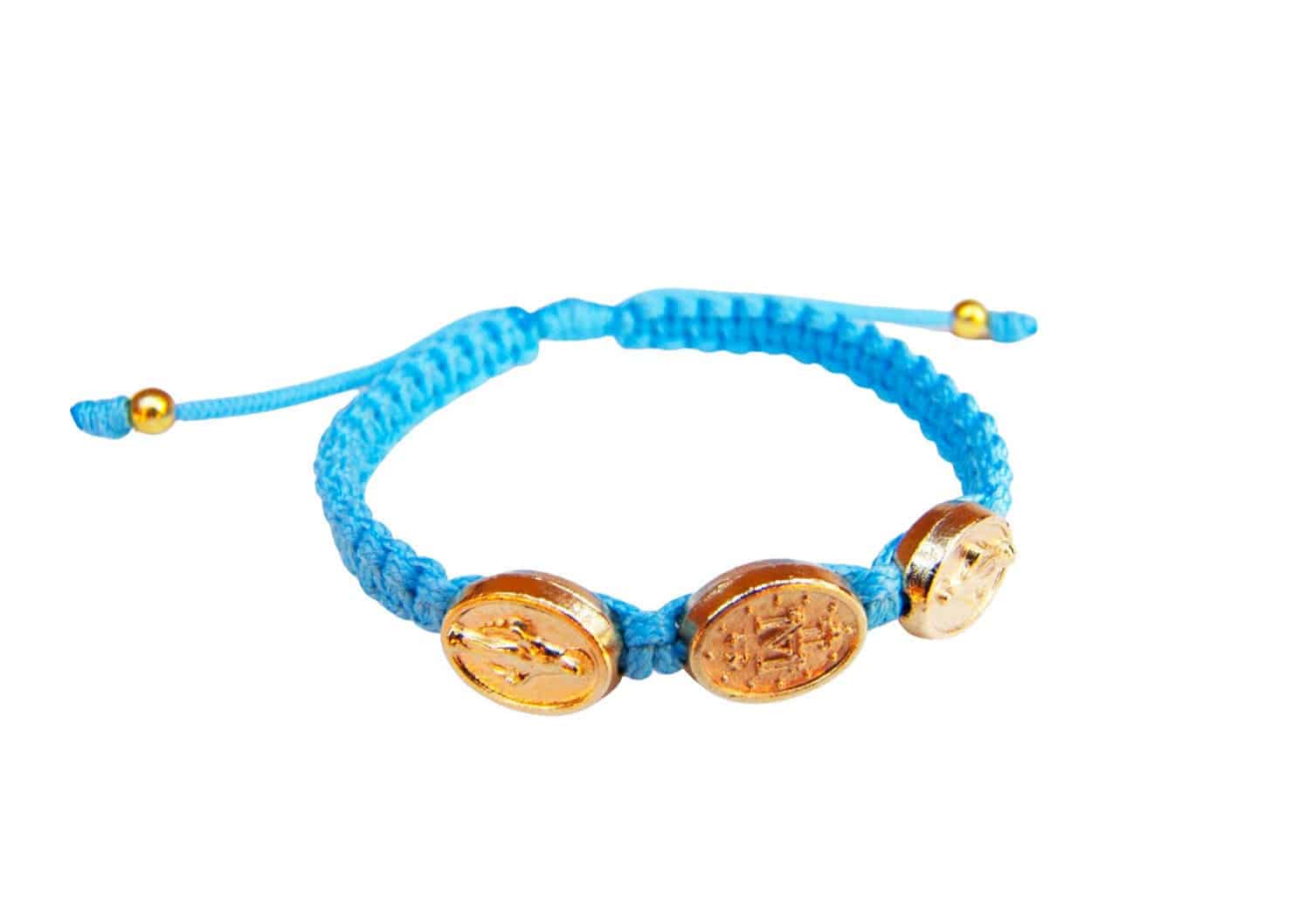 Miraculous bracelet with gold color medals, Christian jewelry for kids - Catholic Wholesale