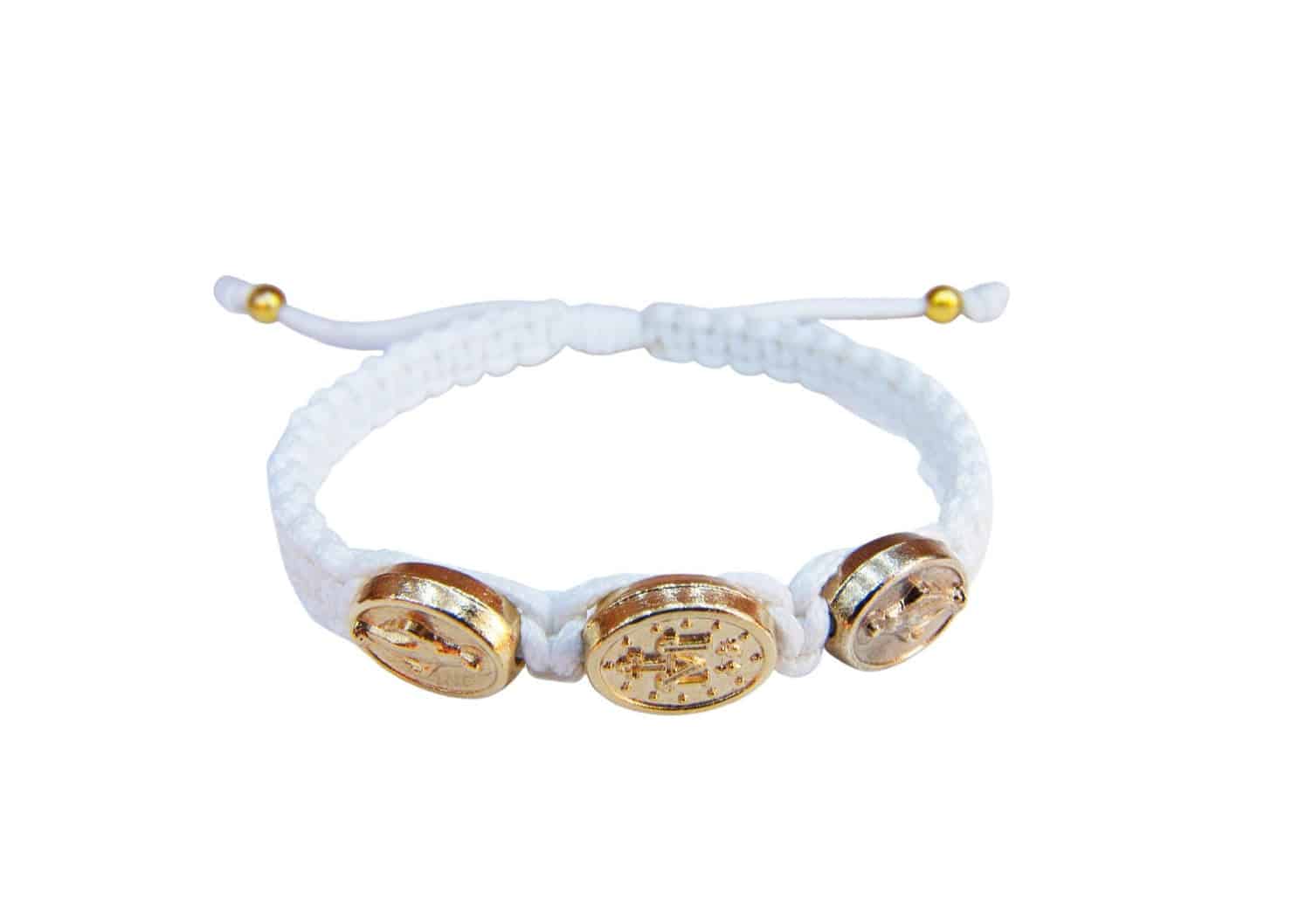 Miraculous bracelet with gold color medals, Christian jewelry for kids - Catholic Wholesale