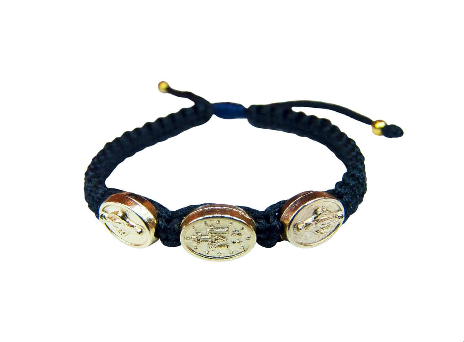 Miraculous bracelet with gold color medals, Christian jewelry for kids - Catholic Wholesale