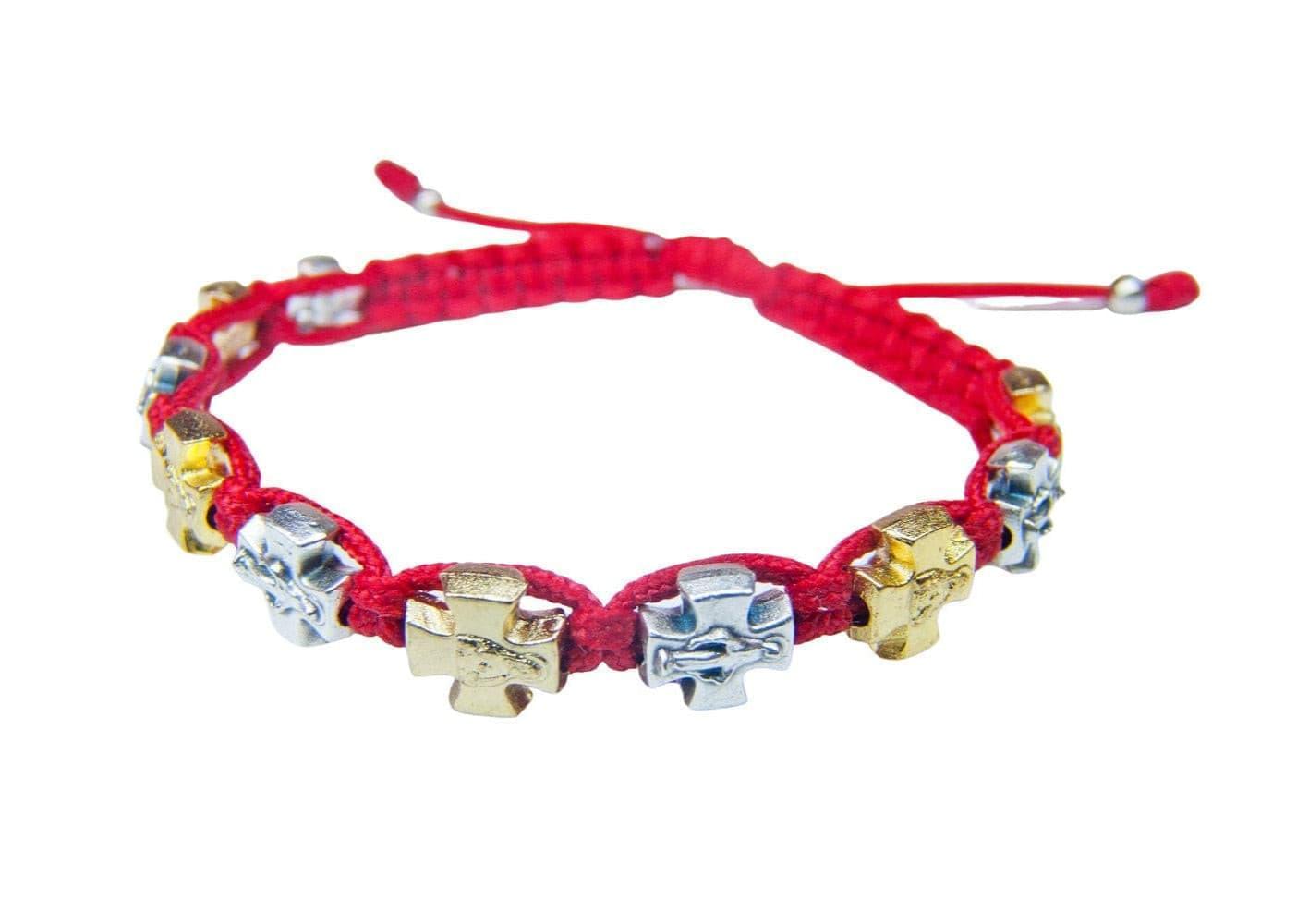 Catholic bracelet with gold and silver tone crosses - Catholic Wholesale