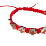 Catholic faith bracelet with blue and red enamel crosses - Catholic Wholesale
