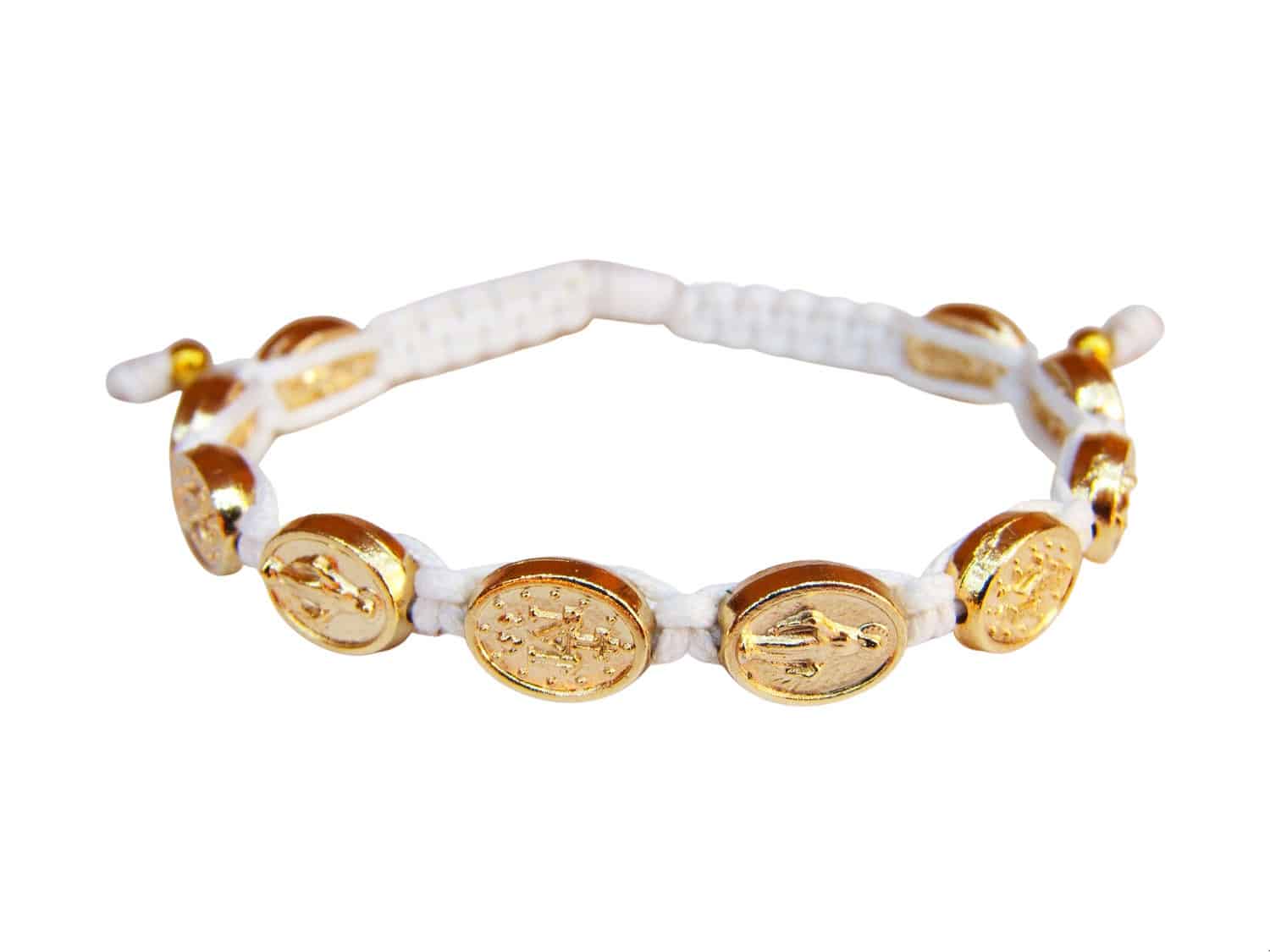 Miraculous medal bracelet with gold color medals - Catholic Wholesale