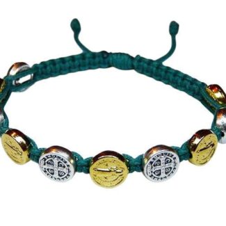 Saint Benedict bracelet with gold and silver color medals - Catholic Wholesale