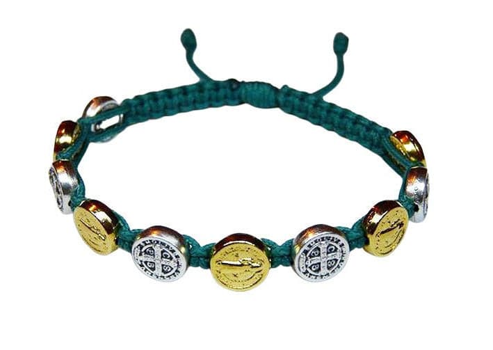 Saint Benedict bracelet with gold and silver color medals - Catholic Wholesale