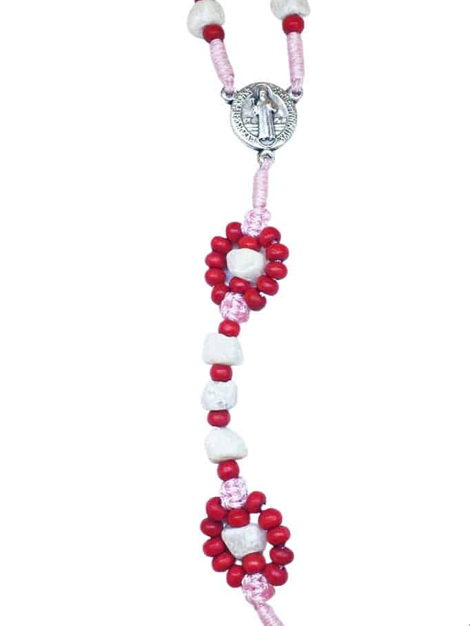 Saint Benedict Catholic rosary with stone and wood beads - Catholic Wholesale