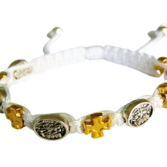 Archangel Michael Catholic bracelet with gold color cross - Catholic Wholesale