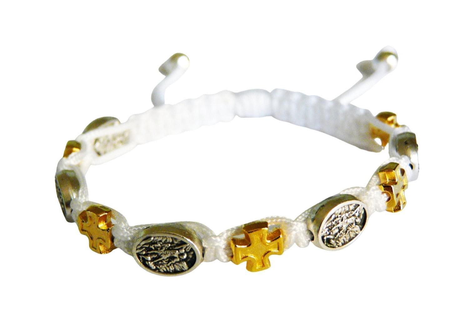 Archangel Michael Catholic bracelet with gold color cross - Catholic Wholesale