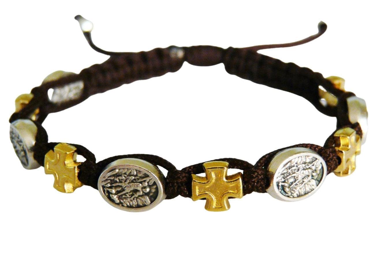 Archangel Michael Catholic bracelet with gold color cross - Catholic Wholesale