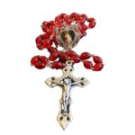 Jesus - Virgin Mary Catholic rosary in red, white, green and blue color - Catholic Wholesale