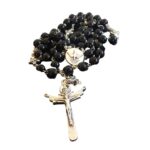 Holy Spirit Catholic rosary with black glass beads - Catholic Wholesale