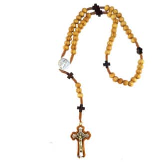 Saint Benedict olive wood rosary - Catholic Wholesale