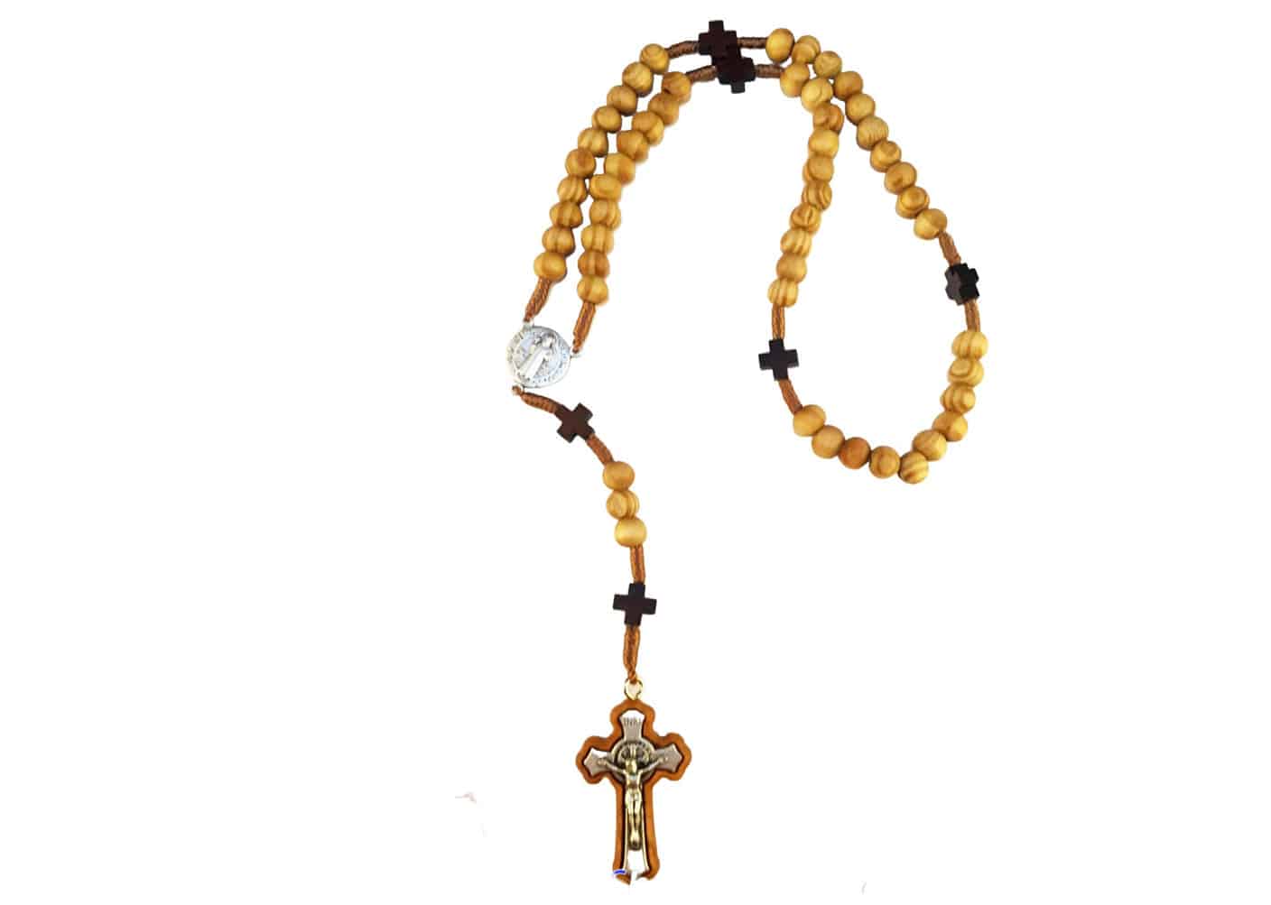 Saint Benedict olive wood rosary - Catholic Wholesale