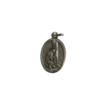 Silver St Mary Magdalene medal depicting the saint kneeling in penitence at the foot of a cross.