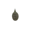 Reverse side of a silver St Sebastian medal with the stamped inscription reading Pray For Us Italy.
