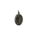 Silver St Florian medal depicting the patron saint of firefighters pouring water on a burning house.