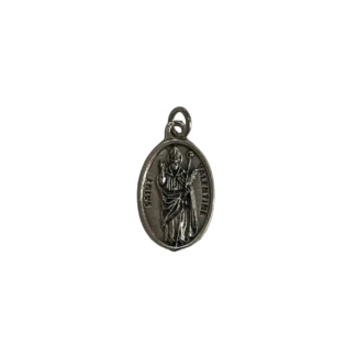 Silver St Valentine medal depicting the patron saint of lovers as a bishop holding a pastoral crosier.