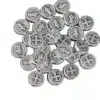 Benediktusmedaille runder Charm, 1 cm, oxidiertes Metall aus Italien