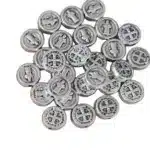 St Benedict medal round charm, 1 cm, oxidized Italian metal